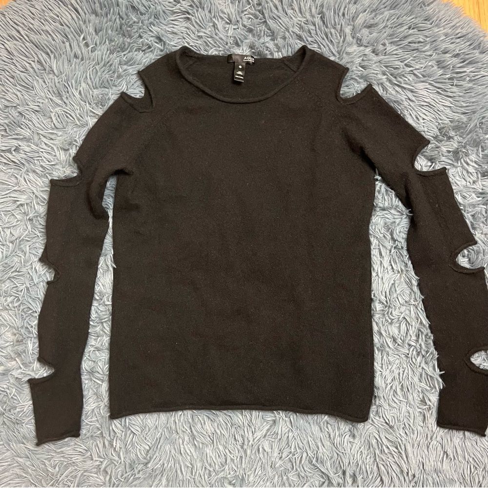Trendy Black Cutout Sweater